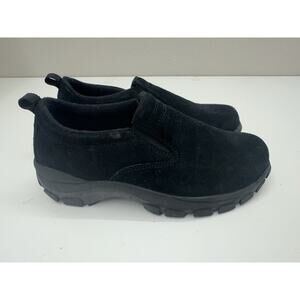 Lands End Womens Clogs Size 6 M Black Suede Slip On Comfort Walking Shoes